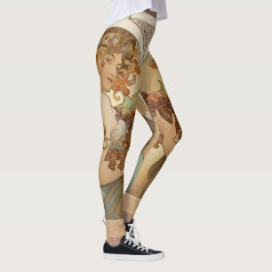 Jugendstilfrau mit Frucht Alphonse Mucha Leggings