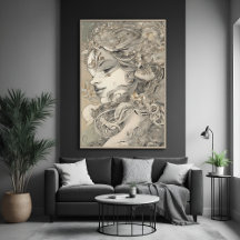 Jugendstilfrau Vintag Inspiriert Portrait
