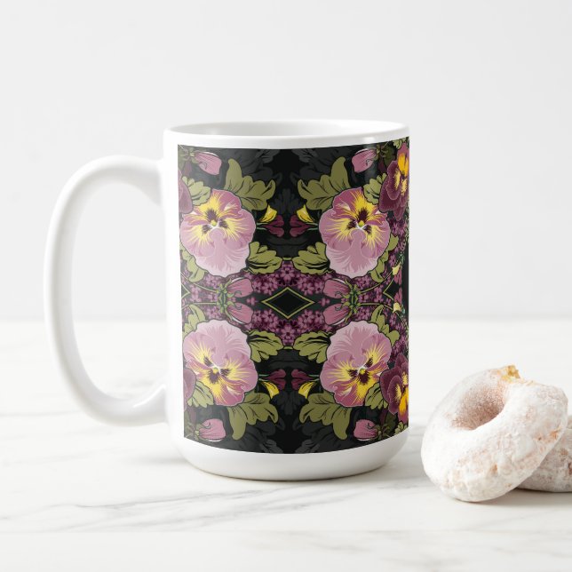 Jugendstilgarten Stiefmütterchen Kaffeetasse (Mit Donut)