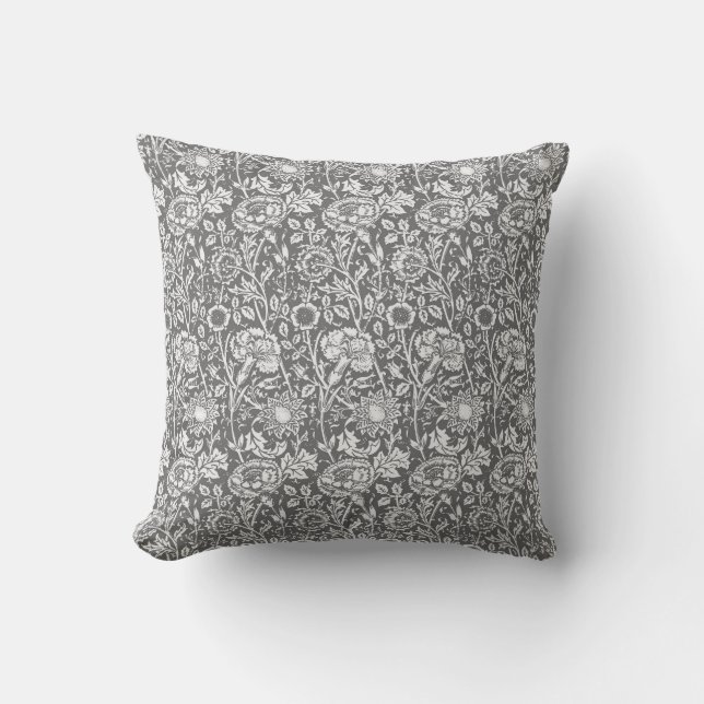 Jugendstilkarnation Damask, grau/grau Kissen (Vorderseite)
