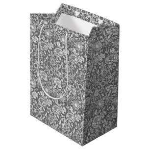 Jugendstilkarnation Damask, grau/grau Mittlere Geschenktüte