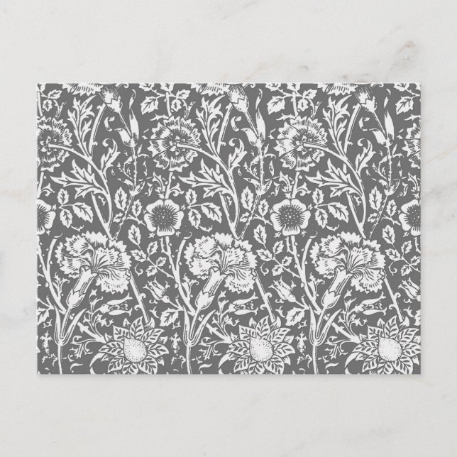 Jugendstilkarnation Damask, grau/grau Postkarte (Vorderseite)