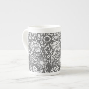 Jugendstilkarnation Damask, grau/grau Prozellantasse