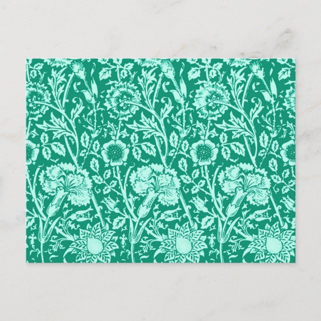 Jugendstilkarnation Damask, Türkis Postkarte (Vorderseite)