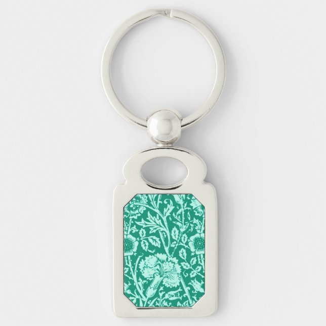 Jugendstilkarnation Damask, Türkis Schlüsselanhänger (Vorderseite)