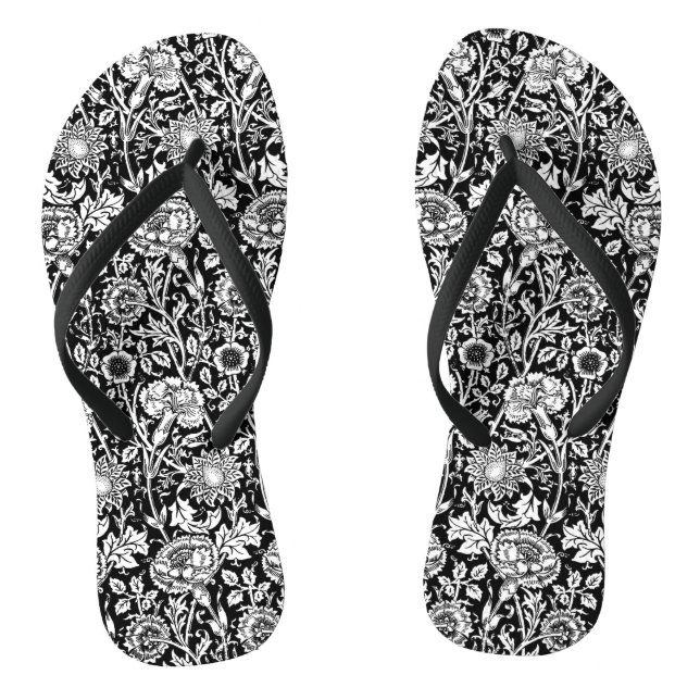 Jugendstilkarnation Damaskus, Schwarz und Weiß Flip Flops (Fußbett)