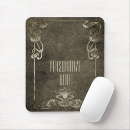 Jugendstilleder-Look eleganter goldbrauner Lotus Mousepad