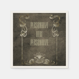 Jugendstilleder-Look eleganter goldbrauner Lotus Serviette