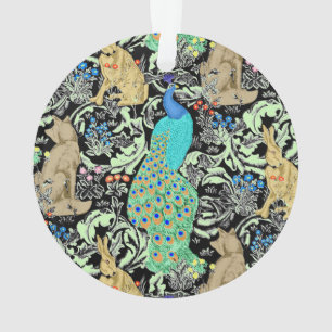 Jugendstilpfauendruckerei, Türkis & Neutral Ornament