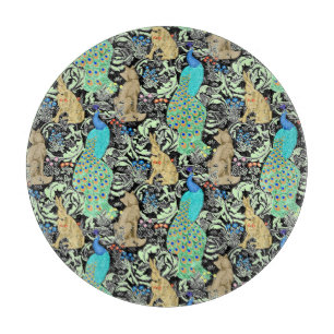 Jugendstilpfauendruckerei, Türkis & Neutral Schneidebrett