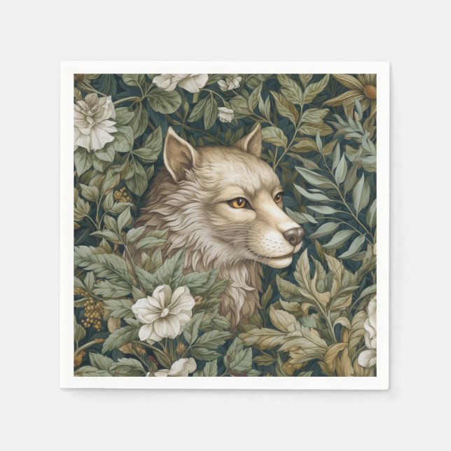 Jugendwolf in den Blätter Serviette (Vorderseite)