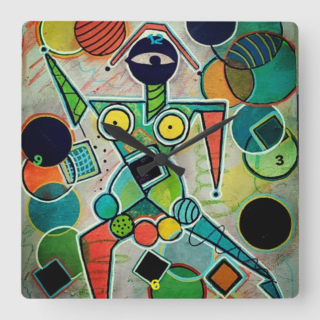"Juggler" Wall Clock Quadratische Wanduhr (Vorderseite)