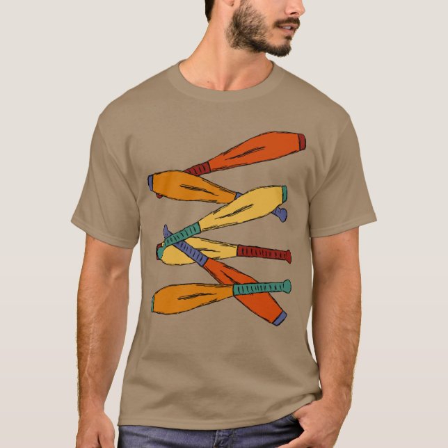 Juggling Clubs Collage Graphic T-Shirt (Vorderseite)