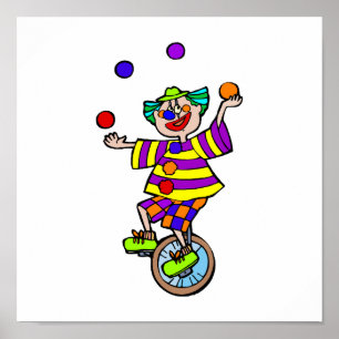 Juggling Einrad Clown Poster
