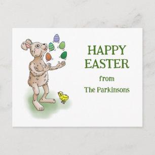 Juggling Happy Oaster Bunny Feiertagspostkarte
