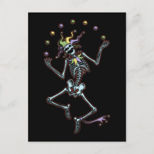 Juggling Jester Skeleton Postkarte
