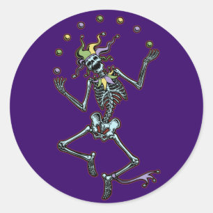 Juggling Jester Skeleton Runder Aufkleber