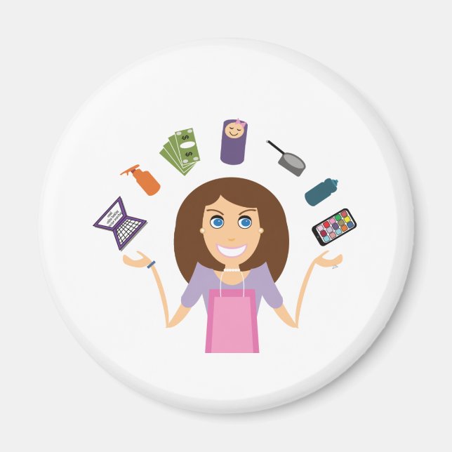 Juggling-Mama (Brünett) Magnet (Vorne)