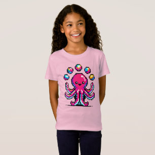 Juggling Octopus: Farbenfrohe 8-Bit Pixel Art T-Shirt
