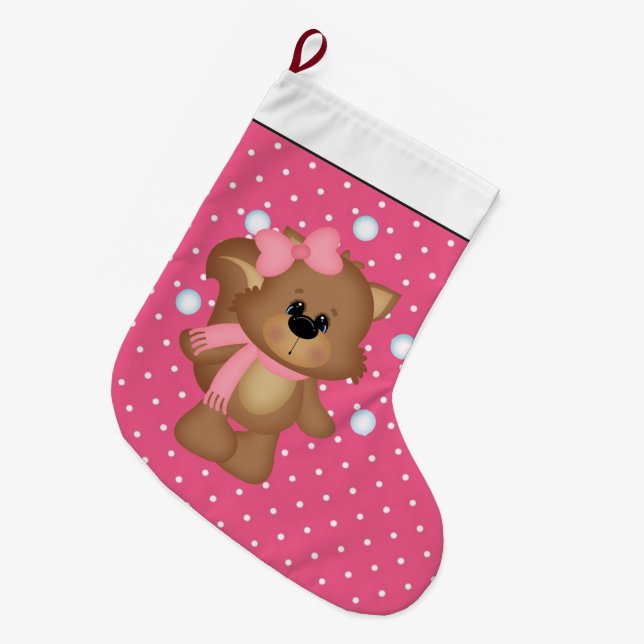 Juggling Snowballs Eichhörnchen Weihnachts-Strumpf Großer Weihnachtsstrumpf (Vorderansicht (hängend))