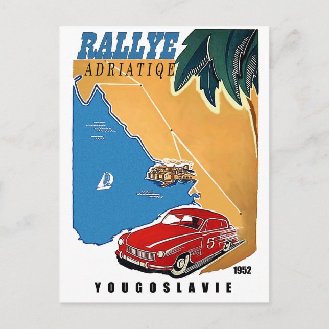 Jugoslawien, adriatische Kundgebung, Oldtimer, Vin Postkarte (Vorderseite)