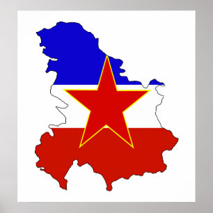 Jugoslawien-Flag-Karte Poster