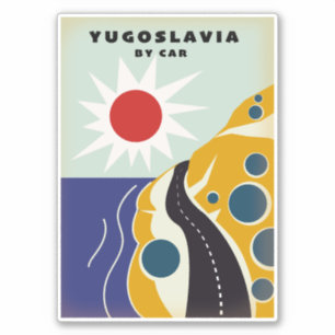 Jugoslawien mit dem Auto Reisen Vintage-Reiseplaka Aufkleber
