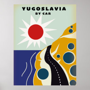 Jugoslawien mit dem Auto Reisen Vintage-Reiseplaka Poster