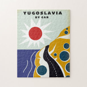 Jugoslawien mit dem Auto vintage Reiseposter Puzzle