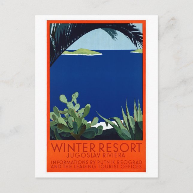 Jugoslawien Putnik Vintage Travel Poster wiederher Postkarte (Vorderseite)