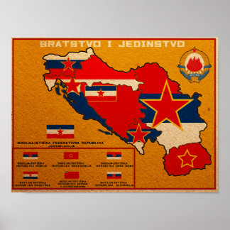 Jugoslawiens-Flag-Karte Poster