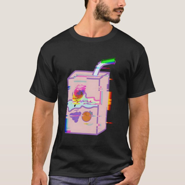 Juice Box Glitch Effect Graphic T-Shirt (Vorderseite)