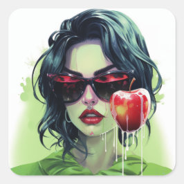 Juicified Apple Lady Quadratischer Aufkleber
