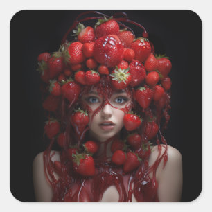 Juicified Strawberry Lady Quadratischer Aufkleber
