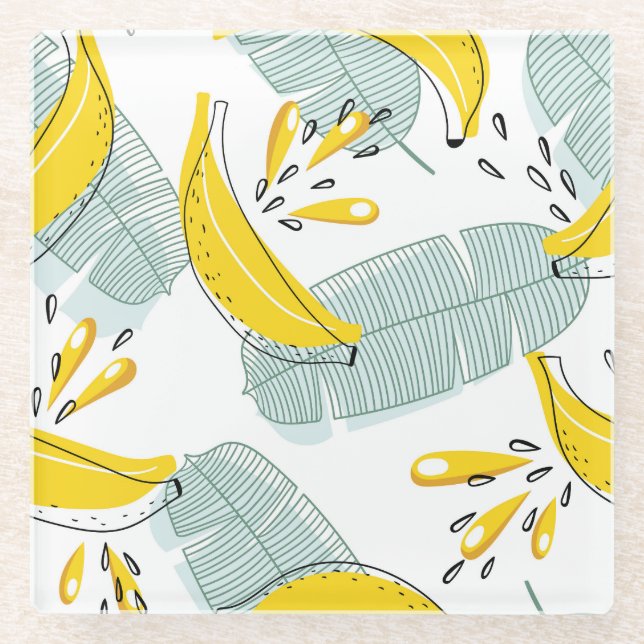 Juicy Bananas Vintages Muster Glasuntersetzer (Vorderseite)