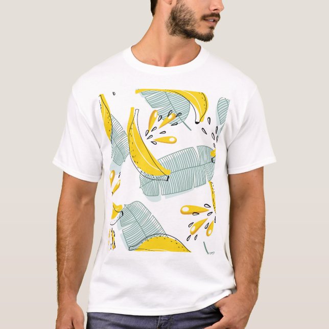 Juicy Bananas Vintages Muster T-Shirt (Vorderseite)