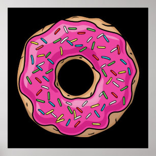 Juicy Delicious Pink Sprinkled Donut Poster