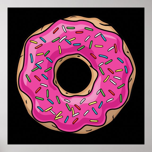 Juicy Delicious Pink Sprinkled Donut Poster (Vorne)