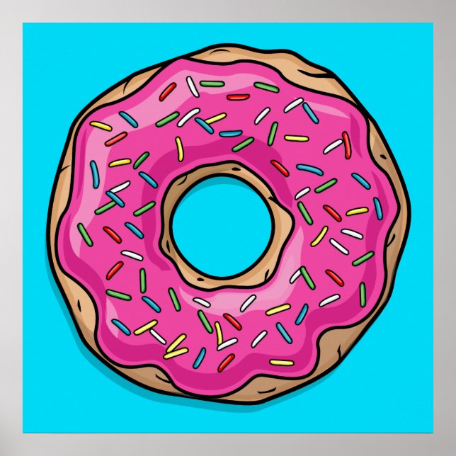 Juicy Delicious Pink Sprinkled Donut Poster (Vorne)