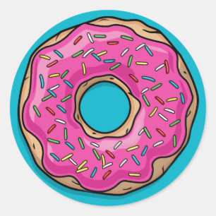 Juicy Delicious Pink Sprinkled Donut Runder Aufkleber