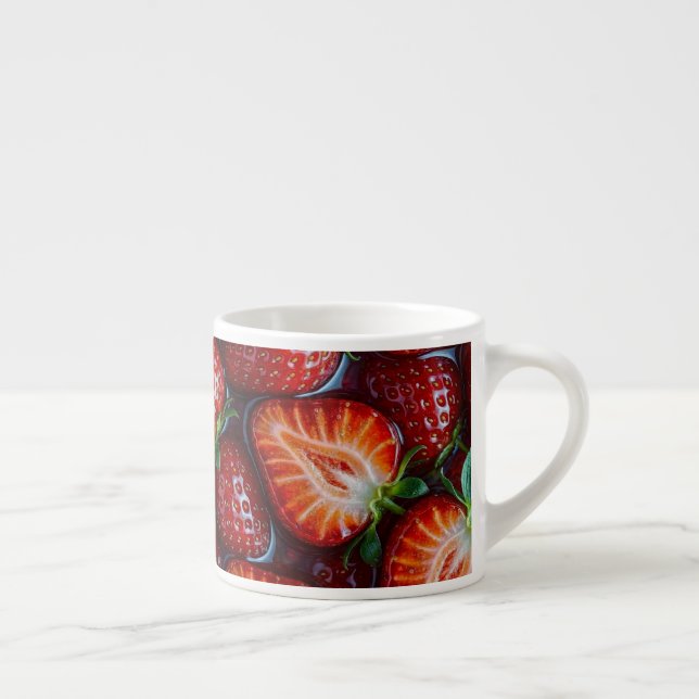 Juicy Fresh Red Strawberries Summer Fruit Pattern Espressotasse (Rechts)