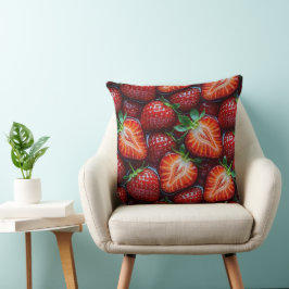 Juicy Fresh Red Strawberries Summer Fruit Pattern Kissen