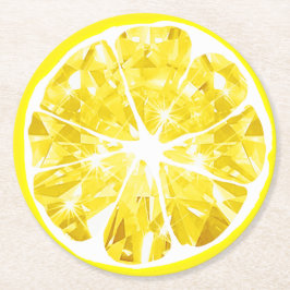 Juicy Gem Florida Lemon Slice Citrus Party Runder Pappuntersetzer