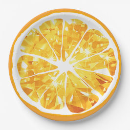 Juicy Gem Orange Slice Citrus Frucht Party Patio Pappteller
