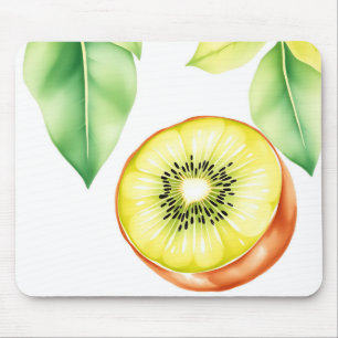 Juicy Kiwi in Wasserfarbe im weißen Hintergrund Mousepad