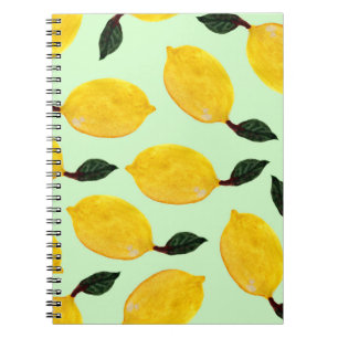 Juicy Lemon Blueberries: Aquarellfarbene Nahtlose Notizblock