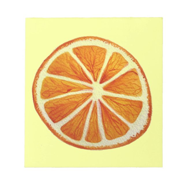 Juicy Orange Aquarellfrucht Pop Art Notizblock (Vorderseite)