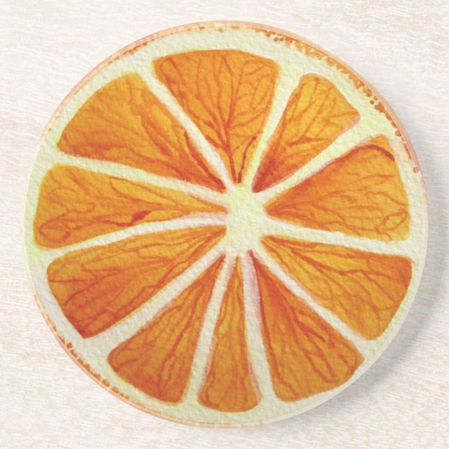 Juicy Orange Aquarellfrucht Pop Art Sandstein Untersetzer (Vorne)