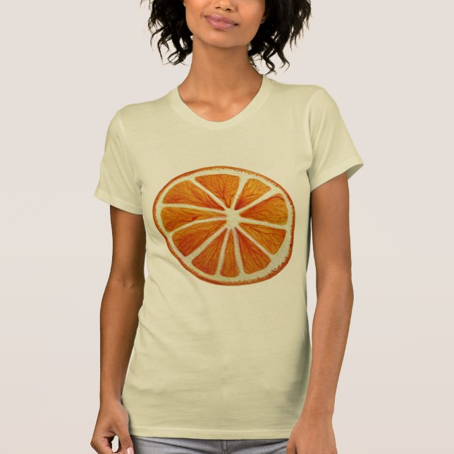 Juicy Orange Aquarellfrucht Pop Art T-Shirt (Vorderseite)