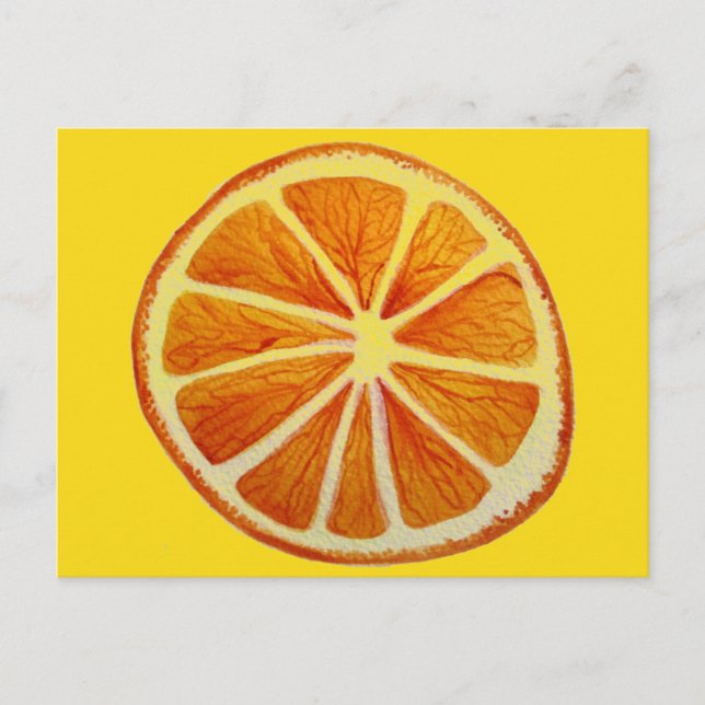 Juicy Orange Citrus Aquarellfrucht Pop Art Postkarte (Vorderseite)